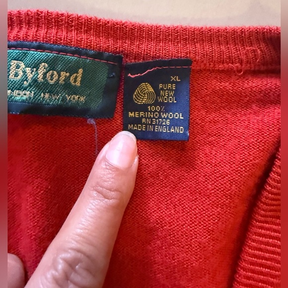 Vintage Byford V Neck Sweater Men XL Red Pullover Casual Jumper Travel Real Wool - Picture 7 of 16